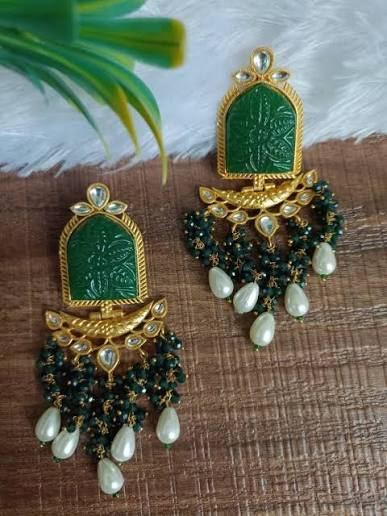 Carved stones earrings
